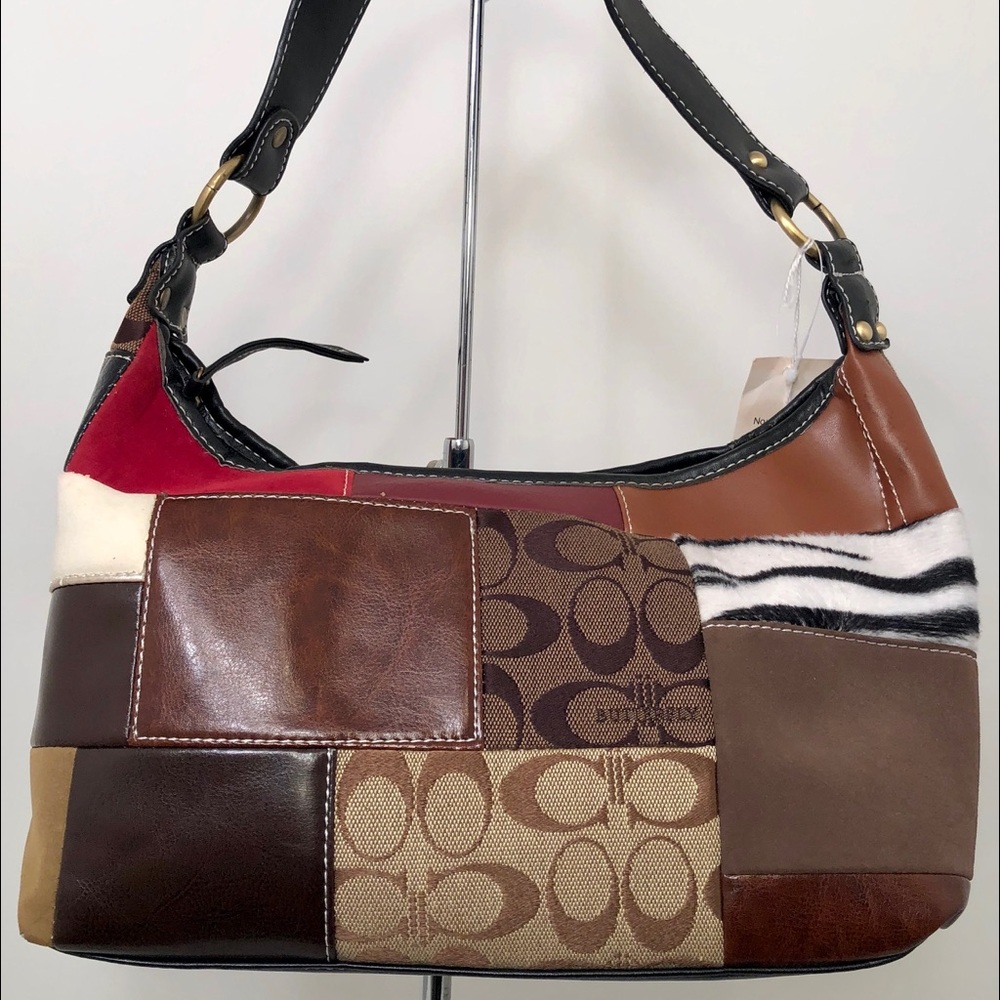 Small medium shoulder bag, stamped designs